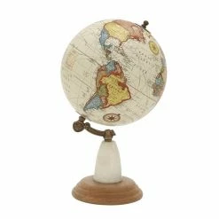 Promo 🌟 Grayson Lane 14-in x 8-in Contemporary Globe Mango Wood and Marble 🛒