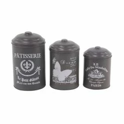 Best deal ⌛ Grayson Lane Vintage Decorative Jar Grey Tin - Set of 3 🎉