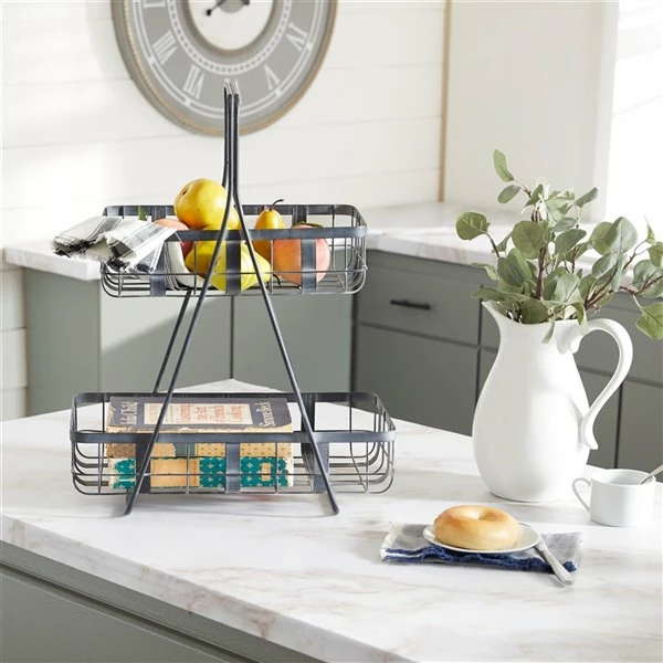 Promo ๐ Grayson Lane 23-in x 18-in Farmhouse Storage Basket Grey Metal ๐ 2 Promo ๐ Grayson Lane 23-in x 18-in Farmhouse Storage Basket Grey Metal ๐ - Image 2