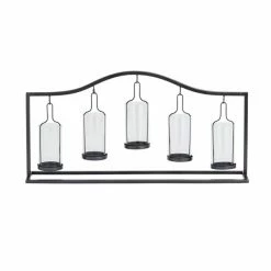 Buy 👍 Grayson Lane 5 Candle Black Metal Pillar Farmhouse Candle Holder 🛒