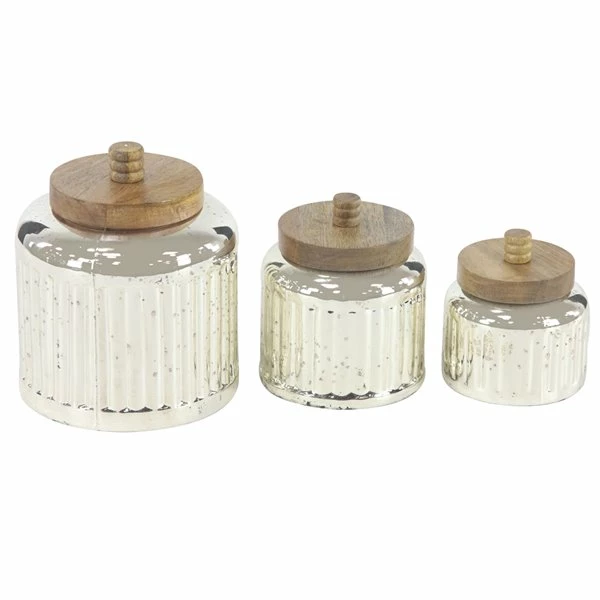 Best Sale 🧨 Grayson Lane Farmhouse Decorative Jar in Silver Glass - Set of 3 🤩 1 Best Sale 🧨 Grayson Lane Farmhouse Decorative Jar in Silver Glass - Set of 3 🤩