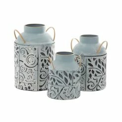 Promo 🌟 Grayson Lane Farmhouse Vase in Blue Metal - Set of 3 ❤️