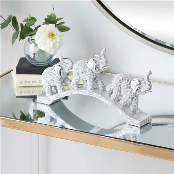 Top 10 🧨 Grayson Lane 7-in x 2-in Glam Sculpture Silver Polystone Elephant 🥰 2 Top 10 🧨 Grayson Lane 7-in x 2-in Glam Sculpture Silver Polystone Elephant 🥰 - Image 2