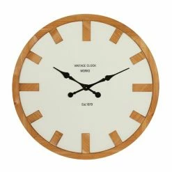 Buy ✔️ Grayson Lane White/Brown Analogue Round Wall Standard Clock ⭐