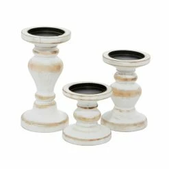 Cheap 👍 Grayson Lane 1 Candle White Wood Pillar Farmhouse Candle Holder - Set of 3 👍 -GRAYSON LANE Sales 2022 330858871 AlternateImage5 l