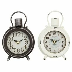 Cheapest 🔔 Grayson Lane Black and White Analogue Round Tabletop Standard Clock - Set of 2 🔔