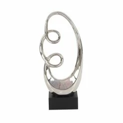 Outlet 🎁 Grayson Lane 24-in x 10-in Modern Sculpture Silver Ceramic Abstract ❤️ -GRAYSON LANE Sales 2022 330858875 AlternateImage3 l