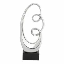 Outlet 🎁 Grayson Lane 24-in x 10-in Modern Sculpture Silver Ceramic Abstract ❤️