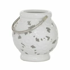 Buy ⭐ Grayson Lane 1 Candle White Ceramic Lantern Contemporary Candle Holder 🎉 -GRAYSON LANE Sales 2022 330858879 AlternateImage5 l