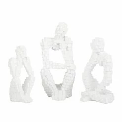 Promo ✔️ Grayson Lane 13-in x 6-in Contemporary Sculptures White Polystone - Set of 3 ⌛