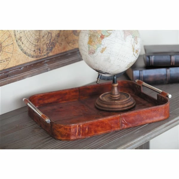 Hot Sale ๐ Grayson Lane Rustic Tray Brown Leather - Set of 2 ๐ 2 Hot Sale ๐ Grayson Lane Rustic Tray Brown Leather - Set of 2 ๐ - Image 2