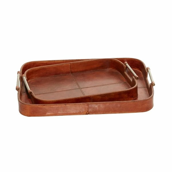 Hot Sale ๐ Grayson Lane Rustic Tray Brown Leather - Set of 2 ๐ 1 Hot Sale ๐ Grayson Lane Rustic Tray Brown Leather - Set of 2 ๐