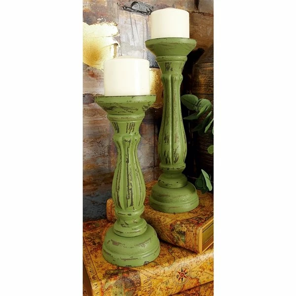 Cheap 🥰 Grayson Lane 3 Candle Green Wood Pillar Traditional Candle Holder - Set of 3 😀 2 Cheap 🥰 Grayson Lane 3 Candle Green Wood Pillar Traditional Candle Holder - Set of 3 😀 - Image 2