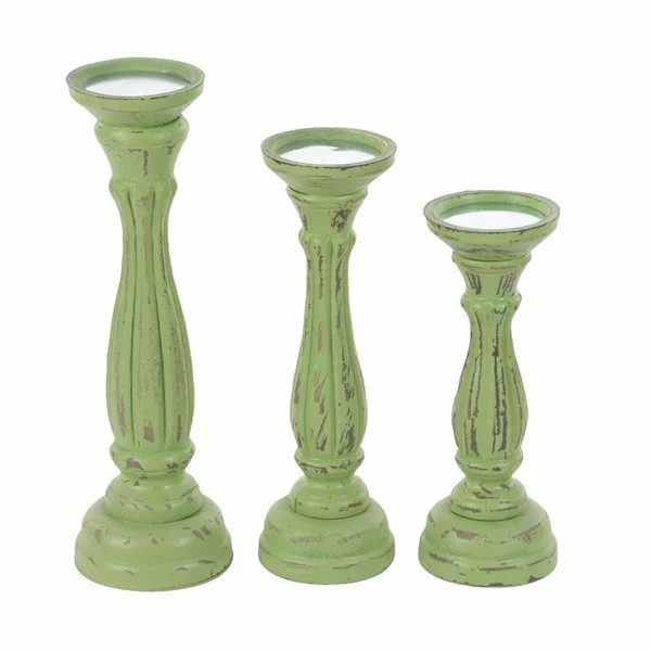 Cheap 🥰 Grayson Lane 3 Candle Green Wood Pillar Traditional Candle Holder - Set of 3 😀 5 Cheap 🥰 Grayson Lane 3 Candle Green Wood Pillar Traditional Candle Holder - Set of 3 😀 - Image 5