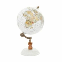 Budget 🎉 Grayson Lane 11-in x 6-in Contemporary Globe White Marble and Metal ✨
