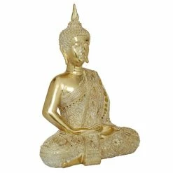 Outlet ❤️ Grayson Lane 20-in x 14-in Glam Sculpture Gold Polystone Buddha 💯