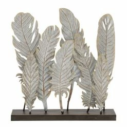 Best deal ✔️ Grayson Lane 21-in x 20-in Contemporary Sculpture Grey Metal Feather ❤️