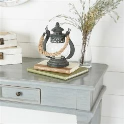 Outlet 🔥 Grayson Lane 1 Candle Black Metal Lantern Rustic Candle Holder 🎉 -GRAYSON LANE Sales 2022 330858930 AlternateImage2 l