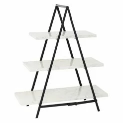 Top 10 π Grayson Lane 23-in x 20-in Contemporary White Marble and Ion 3 Tier Tray Stand β¨