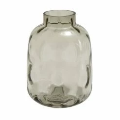 Promo ⌛ Grayson Lane 11-in x 8-in Coastal Vase Grey Glass 🎁
