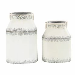 Top 10 💯 Grayson Lane Farmhouse White Metal Decorative Jar - Set of 2 👏