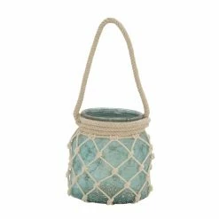 Deals 🥰 Grayson Lane 1 Candle Glass Lantern Coastal Candle Holder (Aquamarine) 🔔