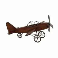 Outlet ✨ Grayson Lane 9-in x 16-in Vintage Sculpture Brown Wood Airplane 😀