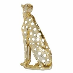 New 🎉 Grayson Lane 16-in x 7-in Glam Sculpture Gold Polystone Leopard 😉