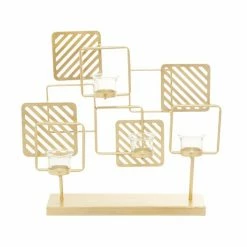 New 🎁 Grayson Lane 4 Candle Gold Metal Pillar Contemporary Candle Holder 🤩 -GRAYSON LANE Sales 2022 330858968 AlternateImage5 l