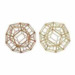 Best Sale ⌛ Grayson Lane Gold Modern Sculpture Metal - Set of 2 👏