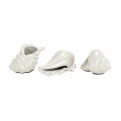 Hot Sale ❤️ Grayson Lane White Coastal Seashell Sculpture Porcelain - Set of 3 😀