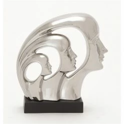 Brand new ⌛ Grayson Lane 12-in x 11-in Contemporary Sculpture Silver Porcelain Family 😀