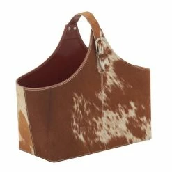 Outlet 💯 Grayson Lane 15-in x 17-in x 5-in Modern Magazine Rack Holder Brown Leather 😀 -GRAYSON LANE Sales 2022 330859009 AlternateImage4 l