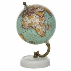 Buy 💯 Grayson Lane 7-in x 5-in Modern Globe Aquamarine Marble and Wood 🔔