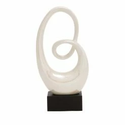 Best Pirce 🔥 Grayson Lane 21-in x 10-in Modern Sculpture White Porcelain Abstract 💯