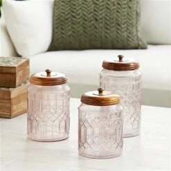 Coupon 👍 Grayson Lane Farmhouse Decorative Jar in Clear Glass - Set of 3 😍 -GRAYSON LANE Sales 2022 330859022 AlternateImage1 l