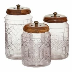 Coupon 👍 Grayson Lane Farmhouse Decorative Jar in Clear Glass - Set of 3 😍 -GRAYSON LANE Sales 2022 330859022 AlternateImage4 l