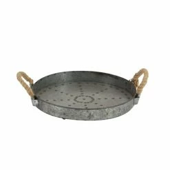 New ⭐ Grayson Lane 6-in x 16-in x 16-in Farmhouse Tray Grey Metal 🎉 -GRAYSON LANE Sales 2022 330859024 AlternateImage4 l