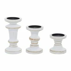 Deals 💯 Grayson Lane 1 Candle Wood Pillar Farmhouse Candle Holder - Set of 3 🔔 -GRAYSON LANE Sales 2022 330859030 AlternateImage5 l