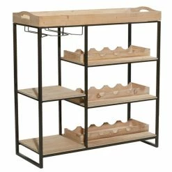New 🧨 Grayson Lane 12-Bottle Beige Fir Wood Freestanding Wine Rack 🛒