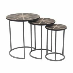 Coupon 🥰 Grayson Lane 3-Piece Brown Metal Accent Table Set 🥰