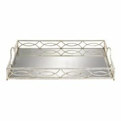 Coupon 🎁 Grayson Lane 5-in x 25-in x 15-in Glam Tray Silver Metal 🥰