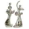 Hot Sale ⭐ Grayson Lane 4-in x 11-in Silver Glam Dancer Sculpture Porcelain - Set of 2 🎉