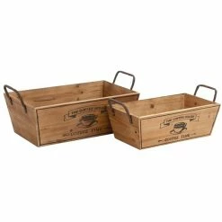 Budget π₯° Grayson Lane Farmhouse Tray Natural Brown Wood - Set of 2 π₯