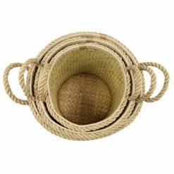 Budget 🌟 Grayson Lane Coastal Storage Basket White Sea Grass - Set of 3 🥰 -GRAYSON LANE Sales 2022 330859054 AlternateImage5 l