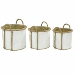 Budget 🌟 Grayson Lane Coastal Storage Basket White Sea Grass - Set of 3 🥰