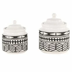 Hot Sale 🤩 Grayson Lane Black Ceramic Decorative Jars - Set of 2 ⭐