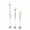 New 😀 Grayson Lane Silver Pillar Candle Holder - Set of 3 ⭐