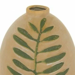 Discount ⭐ Grayson Lane Tan Ceramic Vase with Leaf 👍 -GRAYSON LANE Sales 2022 330859620 AlternateImage3 l