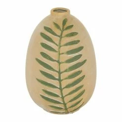 Discount ⭐ Grayson Lane Tan Ceramic Vase with Leaf 👍 -GRAYSON LANE Sales 2022 330859620 AlternateImage4 l